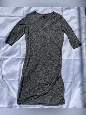 BONGO Heathered Charcoal Gray V-Neck Knit Dress